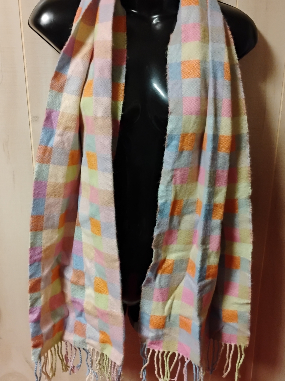 Pastel Checkered Fringe Scarf - Multicolor Pastels